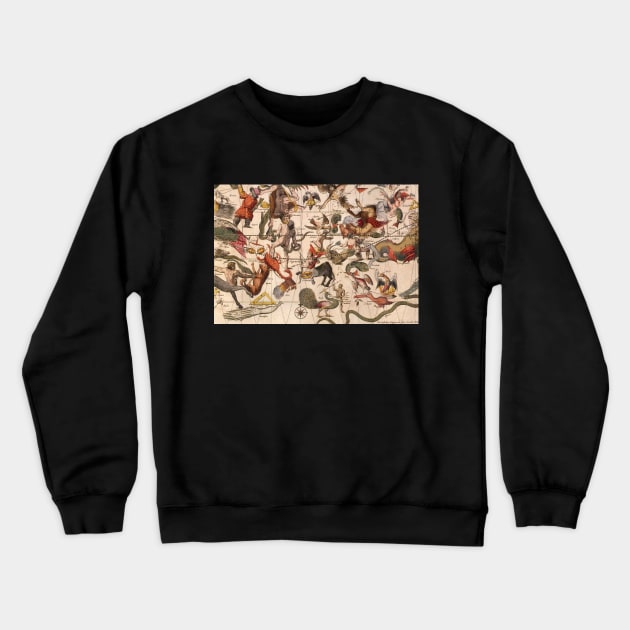 Vintage Constellation Star Map by Backer and Broen, 1709 Crewneck Sweatshirt by MasterpieceCafe